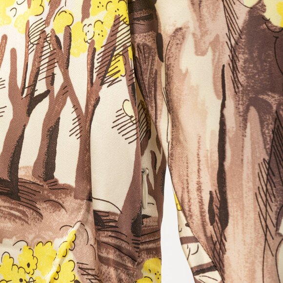 Marni AW/13 Brown & Yellow Forest-Print Viscose 3/4-Sleeve Blouse - Picture 6 of 10